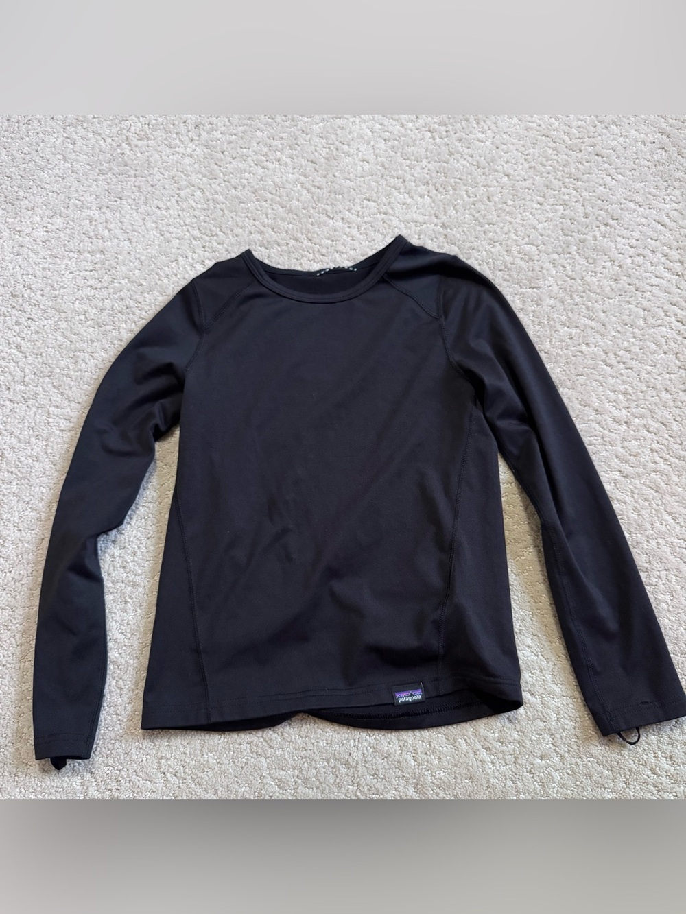 Patagonia Kid's Long Sleeve Capilene Shirt Baselayer Size XS 5/6 Black